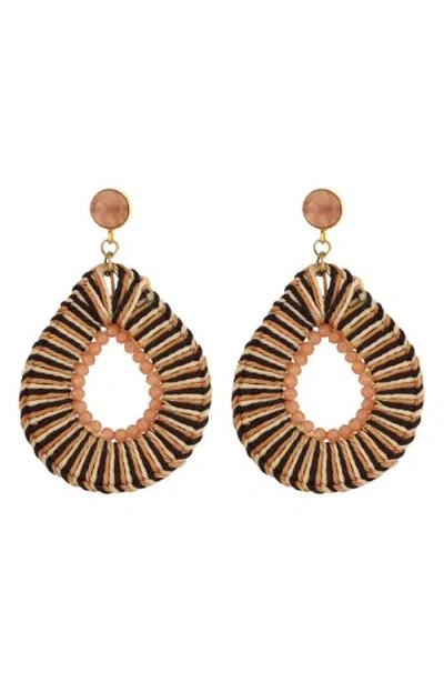 Panacea Raffia Teardrop Earrings In Brown