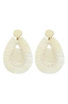 Panacea Raffia Teardrop Earrings In White