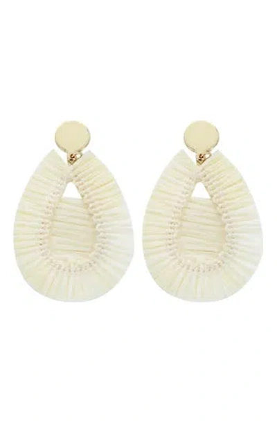 Panacea Raffia Teardrop Earrings In Ivory