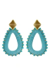 Panacea Raffia Wrapped Drop Earrings In Blue