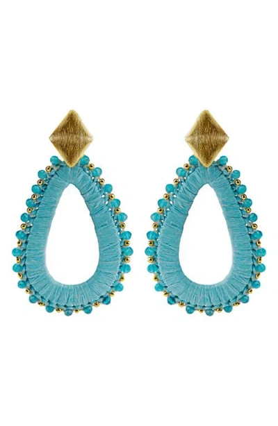 Panacea Raffia Wrapped Drop Earrings In Blue