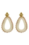 Panacea Raffia Wrapped Teardrop Earrings In Beige