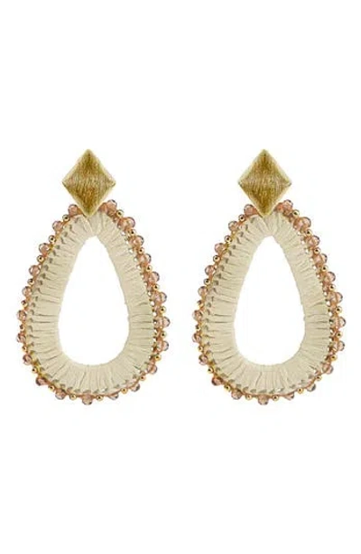 Panacea Raffia Wrapped Teardrop Earrings In Gold