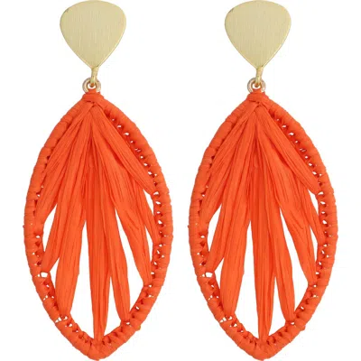 Panacea Rattan Marquise Drop Earrings In Orange