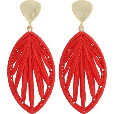 Panacea Rattan Marquise Drop Earrings In Red