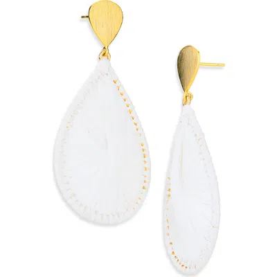 Panacea Rattan Teardrop Earrings In White