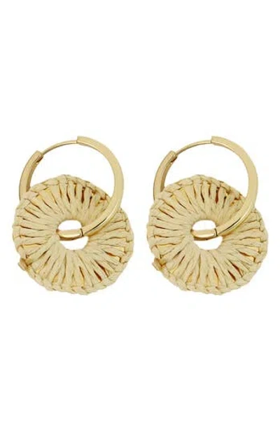 Panacea Rattan Wrapped Hoop Earrings In Gold
