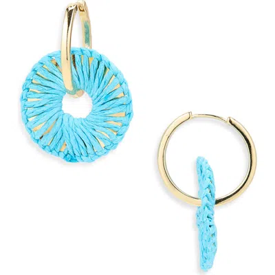 Panacea Rattan Wrapped Hoop Earrings In Turq