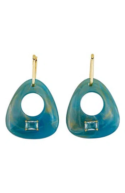 Panacea Resin Crystal Teardrop Earrings In Blue