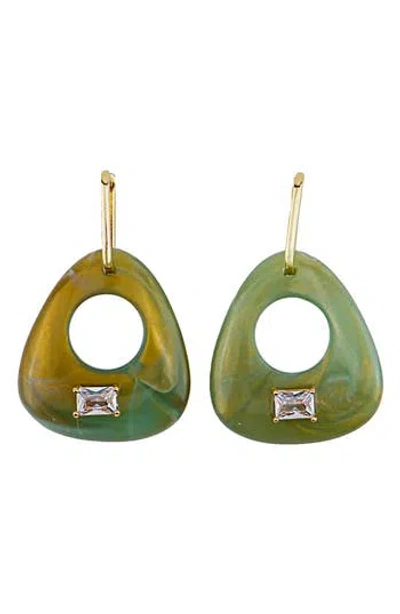 Panacea Resin Crystal Teardrop Earrings In Green