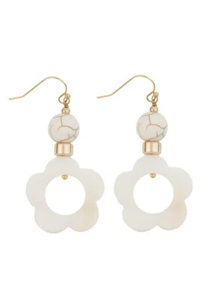 Panacea Resin Flower Drop Earrings In Gold