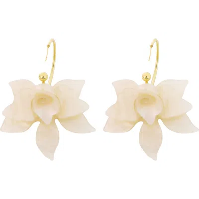 Panacea Resin Flower Earrings In White