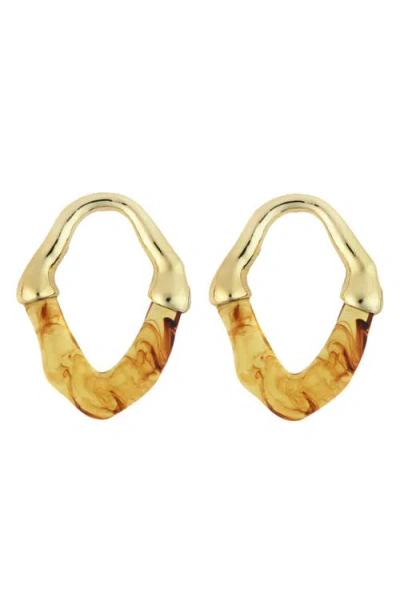 Panacea Resin Hoop Earrings In Gold