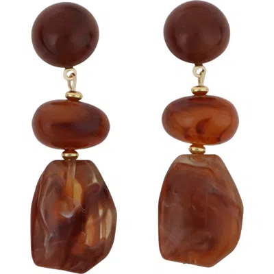 Panacea Resin Organic Linear Drop Earrings In Brown