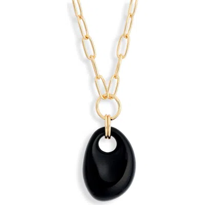 Panacea Resin Pendant Chain Necklace In Black