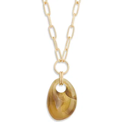 Panacea Resin Pendant Chain Necklace In Brown