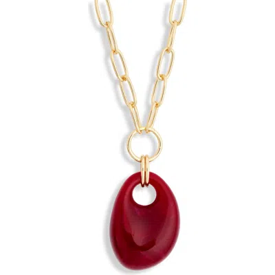 Panacea Resin Pendant Chain Necklace In Burgundy