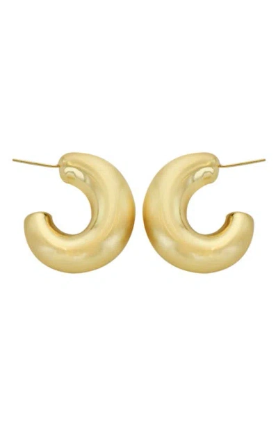 Panacea Satin Polished J Hoop Earrings In Gold