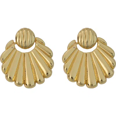 Panacea Scalloped Door Knocker Drop Earrings In Gold