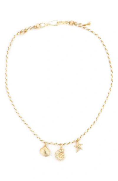 Panacea Sea Charms Cord Necklace In Gold