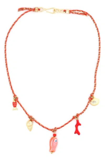 Panacea Sea Life Cord Necklace In Red