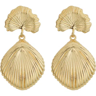 Panacea Seashell Drop Earrings In Gold