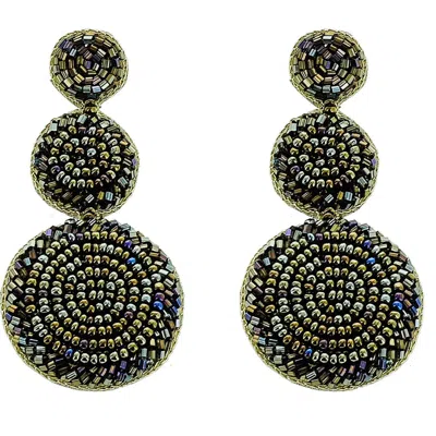 Panacea Seed Bead Drop Earrings In Black