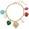 Panacea Semiprecious Stone & Heart Charm Bracelet In Gold