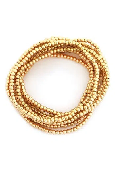 Panacea Set Of 10 Beaded Stretch Bracelets In Gold