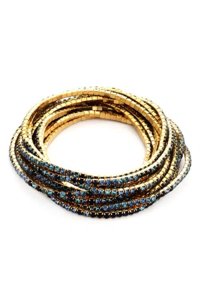 Panacea Set Of 10 Crystal Bracelets In Blue