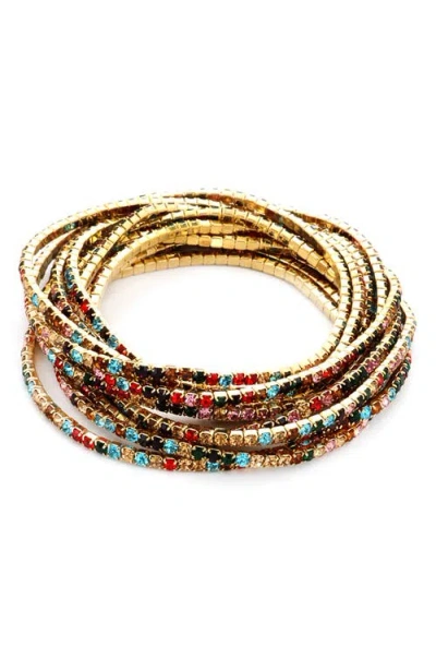 Panacea Set Of 10 Crystal Bracelets In Multi
