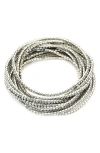 Panacea Set Of 10 Crystal Bracelets In Silver