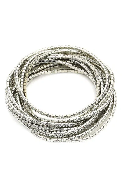 Panacea Set Of 10 Crystal Bracelets In Silver
