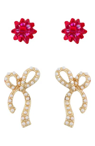 Panacea Set Of 2 Bow Earrings In Multi