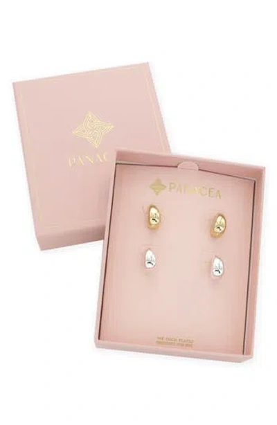 Panacea Set Of 2 Huggie Hoop Earrings In Two Tone
