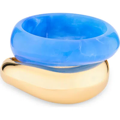 Panacea Set Of 2 Resin & Goldtone Bangles In Blue