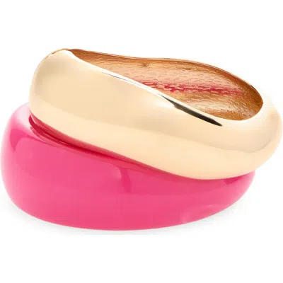 Panacea Set Of 2 Resin & Goldtone Bangles In Pink
