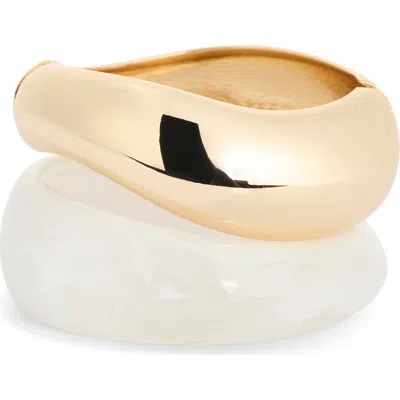 Panacea Set Of 2 Resin & Goldtone Bangles In White