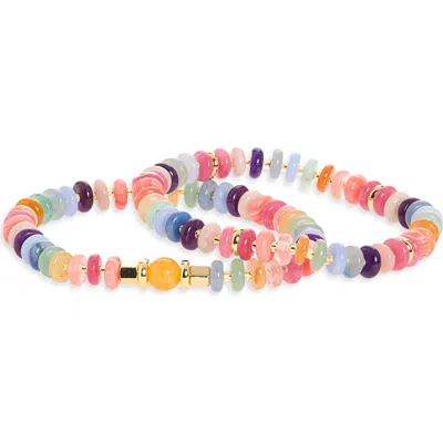 Panacea Set Of 2 Stone Beaded Stretch Bracelets In Multi