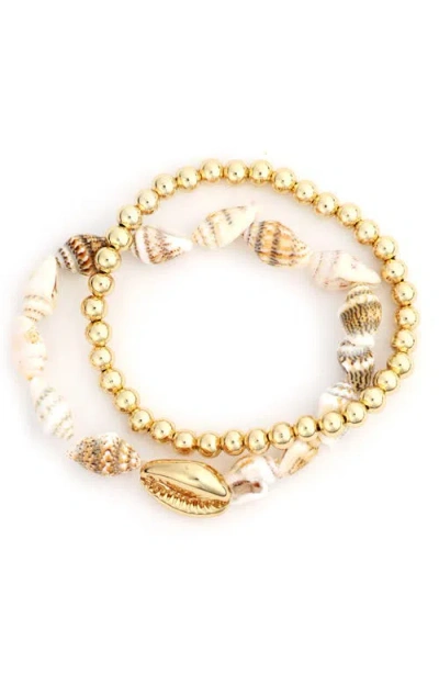 Panacea Set Of 2 Stretch Bracelets In Gold