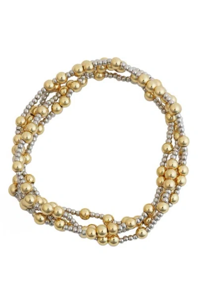 Panacea Set Of 2 Two-tone Beaded Stretch Bracelets In Multi