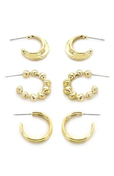 Panacea Set Of 3 Assorted Hoop Earrings In Gold