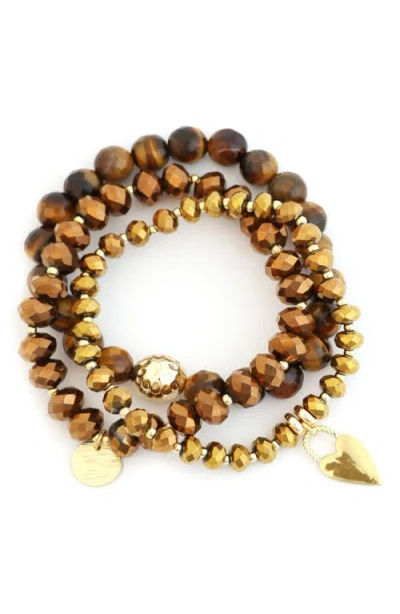 Panacea Set Of 3 Beaded Bracelets In Brown