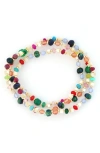 Panacea Set Of 3 Beaded Stretch Bracelet In Multi