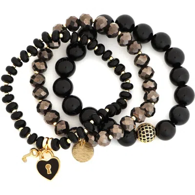 Panacea Set Of 3 Beaded Stretch Bracelets In Multi