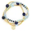 Panacea Set Of 3 Beaded Stretch Bracelets In Gold