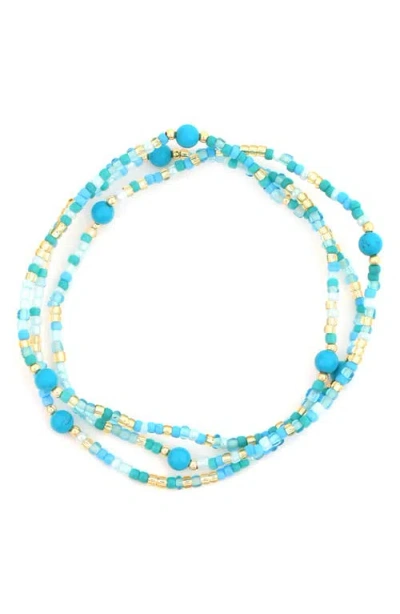 Panacea Set Of 3 Beaded Stretch Bracelets In Blue