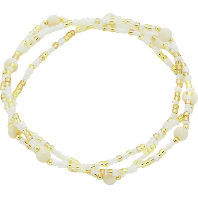 Panacea Set Of 3 Beaded Stretch Bracelets In Gold