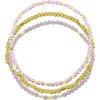 Panacea Set Of 3 Beaded Stretch Bracelets In Pink