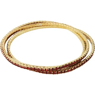 Panacea Set Of 3 Crystal Stretch Bracelets In Burgundy
